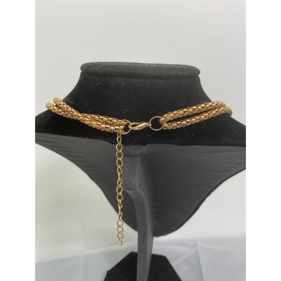 Gold-Tone Snake Chain Necklace Double Strand Adjustable - Picture 4 of 4